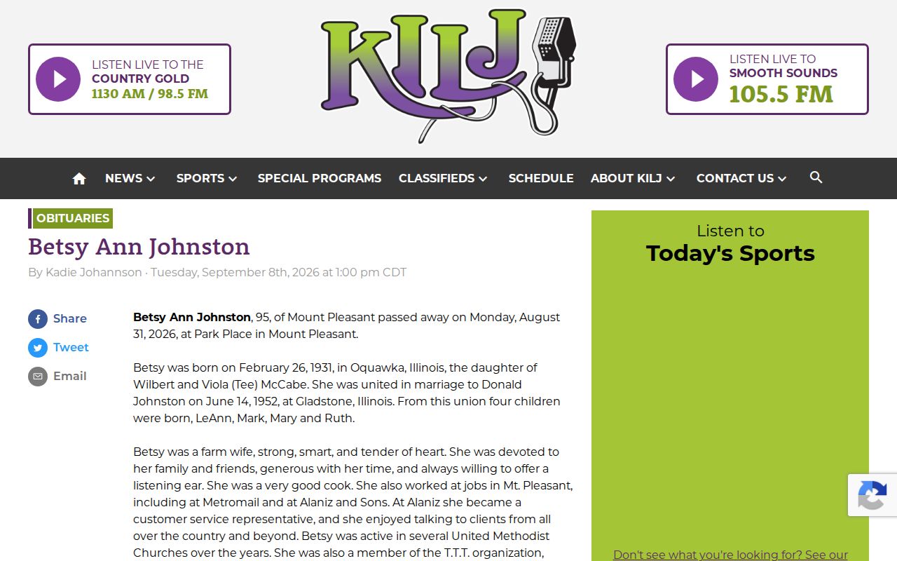 KILJ local news page serving Henry County Iowa